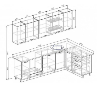 Угловой кухонный гарнитур Муссон 2600х1600 мм в Сухом Логу - suhoj-log.mebel-e96.ru