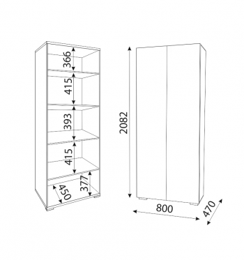 Шкаф 800 мм Осло (ручка торцевая) полки (Риннер) в Сухом Логу - suhoj-log.mebel-e96.ru