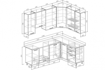 Угловой кухонный гарнитур Руанда 2200*1600 мм Sanvut в Сухом Логу - suhoj-log.mebel-e96.ru