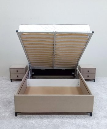 Кровать с подъемным механизмом Мега беж (Лин) в Сухом Логу - suhoj-log.mebel-e96.ru