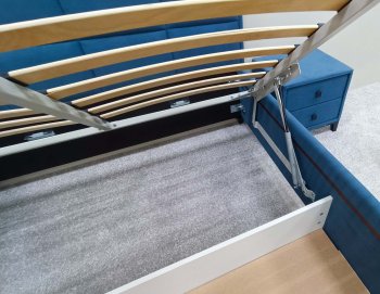 Кровать с подъемным механизмом Мега синий (Лин) в Сухом Логу - suhoj-log.mebel-e96.ru