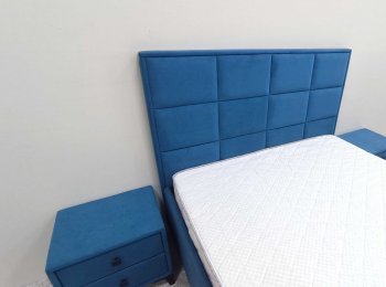 Кровать с подъемным механизмом Мега синий (Лин) в Сухом Логу - suhoj-log.mebel-e96.ru