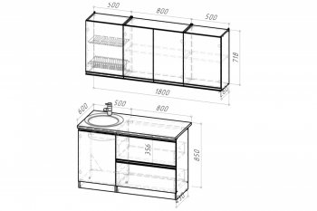 Кухонный гарнитур Адажио макси 1800 мм (Герда) в Сухом Логу - suhoj-log.mebel-e96.ru