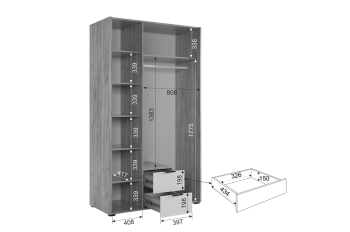 Шкаф 1260 мм с зеркалом Адам графит (Мебельсон) в Сухом Логу - suhoj-log.mebel-e96.ru