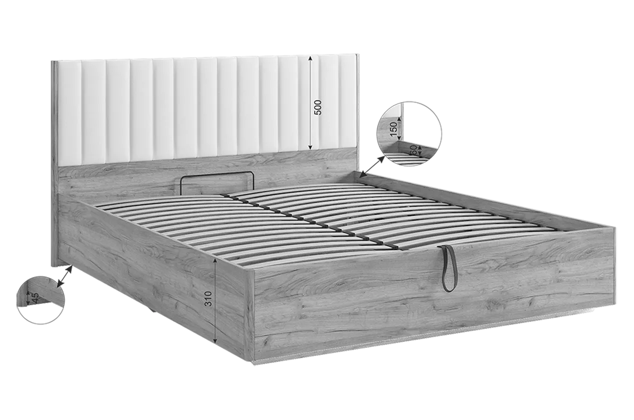Кровать с подъемным механизмом Адам графит (Мебельсон) в Сухом Логу - suhoj-log.mebel-e96.ru