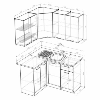 Кухонный гарнитур Алина прайм 1200х1400 мм (Герда) в Сухом Логу - suhoj-log.mebel-e96.ru