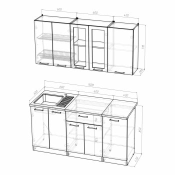 Кухонный гарнитур Алина стандарт 1600 мм (Герда) в Сухом Логу - suhoj-log.mebel-e96.ru