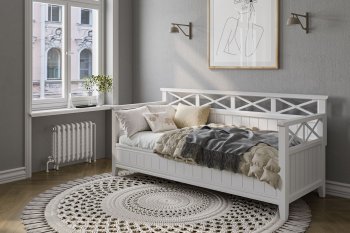 Кровать из массива Амелия белый античный (БМ) в Сухом Логу - suhoj-log.mebel-e96.ru