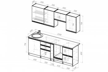 Кухонный гарнитур Амели компакт 2200 мм (Герда) в Сухом Логу - suhoj-log.mebel-e96.ru