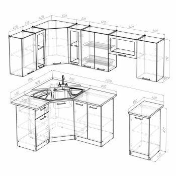 Кухонный гарнитур Арина оптима 1300х2500 мм (Герда) в Сухом Логу - suhoj-log.mebel-e96.ru