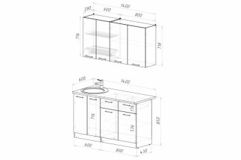 Кухонный гарнитур Асая Медиум 1400 мм (Герда) в Сухом Логу - suhoj-log.mebel-e96.ru