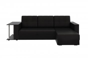 Угловой диван Атлант со столиком кожа черный в Сухом Логу - suhoj-log.mebel-e96.ru