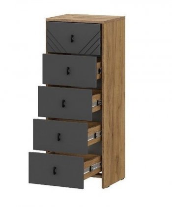 Комод (5 ящиков) Байкал Графит/Дуб золотой (СВ) в Сухом Логу - suhoj-log.mebel-e96.ru