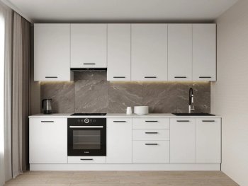 Кухонный гарнитур высокий Белый глянец 3000 мм МДФ (Санвут) в Сухом Логу - suhoj-log.mebel-e96.ru