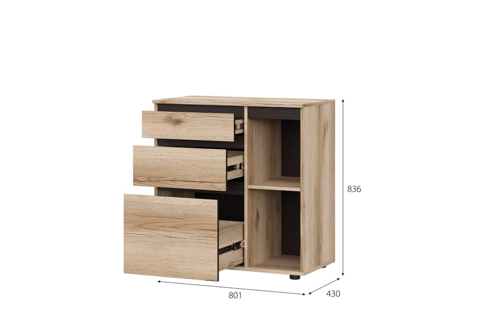 Комод с ящиками и створкой Берген (МИ) в Сухом Логу - suhoj-log.mebel-e96.ru