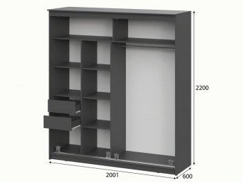 Шкаф-купе №25 2000 мм Блэк ЛАЙТ графит (СВ) в Сухом Логу - suhoj-log.mebel-e96.ru