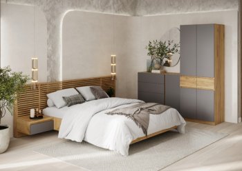 Спальный гарнитур Бостон Лайт серый (Стиль) в Сухом Логу - suhoj-log.mebel-e96.ru