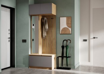 Прихожая Бостон Лайт комп.1 серый шифер (Стиль) в Сухом Логу - suhoj-log.mebel-e96.ru