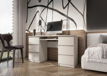 Письменный стол Челси 6 ящиков кашемир (Миф) в Сухом Логу - suhoj-log.mebel-e96.ru