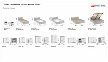 Спальный гарнитур Чикаго модульный, ателье светлый/белый (Имп) в Сухом Логу - suhoj-log.mebel-e96.ru