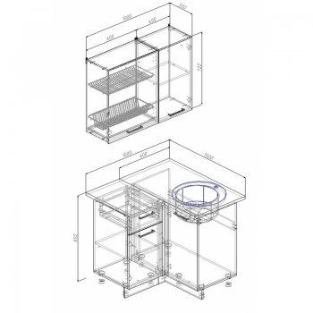 Кухонный гарнитур угловой Дели 1000*1000 (Sanvut) в Сухом Логу - suhoj-log.mebel-e96.ru