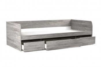 Кровать 900 с ящиками Денвер Риббек серый (СБК) в Сухом Логу - suhoj-log.mebel-e96.ru