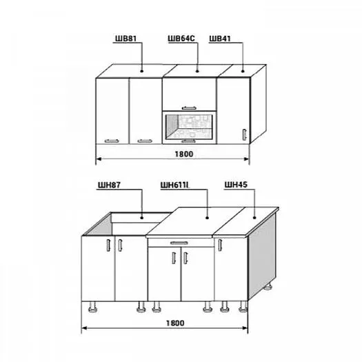 Кухонный гарнитур Диана-4У Лофт 1800 мм в Сухом Логу - suhoj-log.mebel-e96.ru