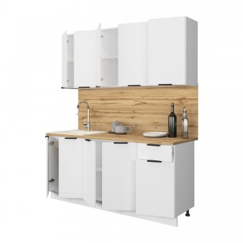 КУхонный гарнитур Эстетик 1800 мм белый (Сурская) в Сухом Логу - suhoj-log.mebel-e96.ru