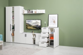 Стенка Эйр модульная, белый (Моби) в Сухом Логу - suhoj-log.mebel-e96.ru