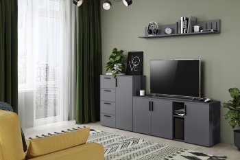 Стенка Эйр комп.1, графит (Моби) в Сухом Логу - suhoj-log.mebel-e96.ru
