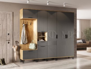 Прихожая Флэш крафт/графит модульная (Миф) в Сухом Логу - suhoj-log.mebel-e96.ru