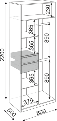 Шкаф 800 мм 2-х створчатый Глэдис (модуль 22) (Риннер) в Сухом Логу - suhoj-log.mebel-e96.ru
