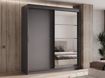 Шкаф-купе 2000 мм Гранд-1 ЛДСП/Зеркало, графит (Эра) в Сухом Логу - suhoj-log.mebel-e96.ru