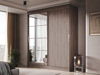 Шкаф-купе 2000 мм Гранд-1 ЛДСП/Зеркало, дуб горный (Эра) в Сухом Логу - suhoj-log.mebel-e96.ru