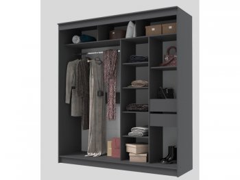 Шкаф-купе 2000 мм Гранд-1 зеркало/зеркало, графит (Эра) в Сухом Логу - suhoj-log.mebel-e96.ru
