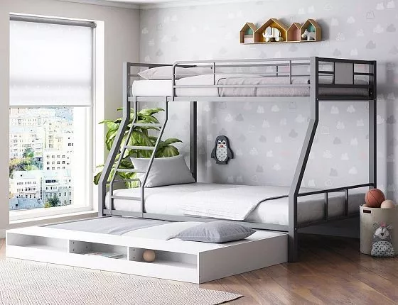 Кровать двухъярусная Гранада-1КВ с выкатной кроватью в Сухом Логу - suhoj-log.mebel-e96.ru