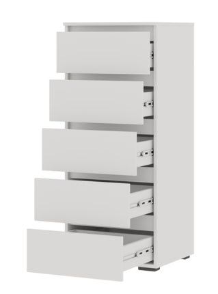 Комод Хелен КМ 03 502 5 ящиков белый (СтендМ) в Сухом Логу - suhoj-log.mebel-e96.ru