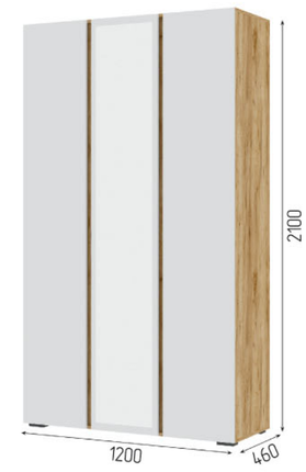 Шкаф 1200 мм с зеркалом Хелен ШК 02 крафт (СтендМ) в Сухом Логу - suhoj-log.mebel-e96.ru