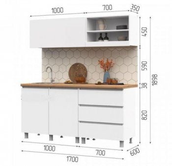 Кухонный гарнитур Хелен 1700 мм белый (СтендМ) в Сухом Логу - suhoj-log.mebel-e96.ru