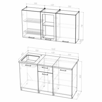 Кухонный гарнитур Инна медиум 1400 мм (Герда) в Сухом Логу - suhoj-log.mebel-e96.ru