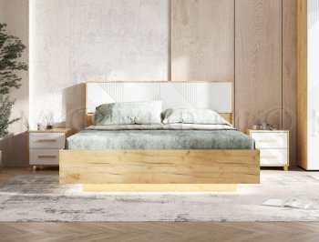 Кровать парящая с ПМ Ирис белый/дуб крафт (Миф) в Сухом Логу - suhoj-log.mebel-e96.ru
