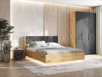 Кровать парящая Ирис крафт/графит(Миф) в Сухом Логу - suhoj-log.mebel-e96.ru