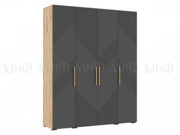 Шкаф 1800 мм Ирис с антресолью крафт/графит (Миф) в Сухом Логу - suhoj-log.mebel-e96.ru