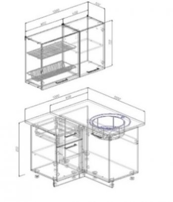 Кухонный гарнитур угловой Изумруд 1000*1000 в Сухом Логу - suhoj-log.mebel-e96.ru