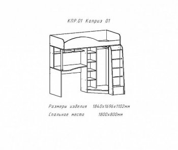 Кровать-чердак Каприз-2 (АстридМ) в Сухом Логу - suhoj-log.mebel-e96.ru