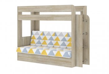 Кровать 2-х ярусная с диваном Карамель 75 сонома (Otto Yellow) в Сухом Логу - suhoj-log.mebel-e96.ru