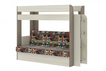 Кровать 2-х ярусная с диваном Карамель 75 (Музыка) в Сухом Логу - suhoj-log.mebel-e96.ru