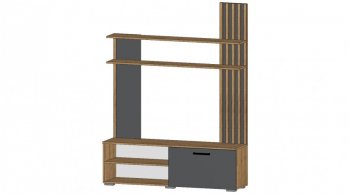 Стенка Каролина Дуб Вотан/Графит (Лин) в Сухом Логу - suhoj-log.mebel-e96.ru
