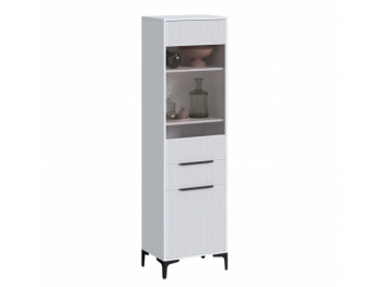 Пенал 550 мм со стеклом Кимберли белый (Handis) в Сухом Логу - suhoj-log.mebel-e96.ru