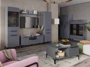 Стенка Кимберли графит, модульная (Handis) в Сухом Логу - suhoj-log.mebel-e96.ru